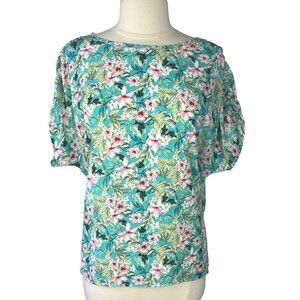 Counterparts Shirt Blouse Womens XL Sea Green New Floral